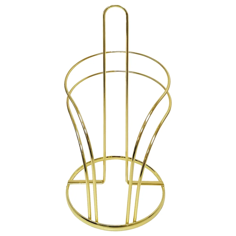 Countertop Paper Towel Holder, Standing Paper Towel Roll Holder, Elegant Gold Finish, Sturdy Carbon Steel, Ideal for Kitchen and Dining, 12.4 x 5.5 inches